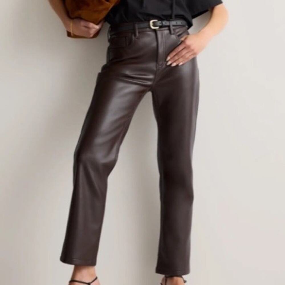 GAP Vintage Slim High Rise Faux Leather Pants Size 28/6 Brown Regular